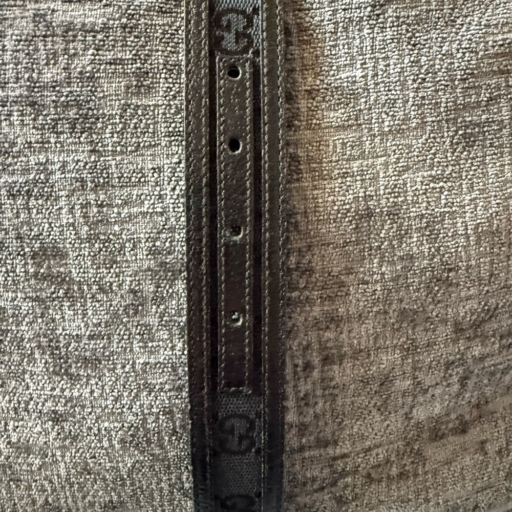 Gucci Black Monogram Canvas & Leather Belt - Picture 3 of 4
